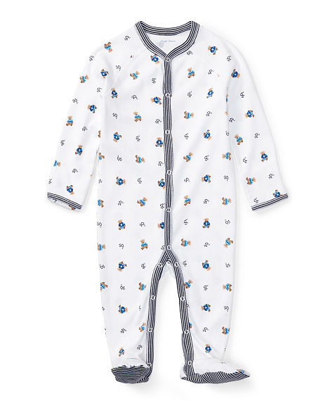 BEAR-PRINT COTTON COVERALL